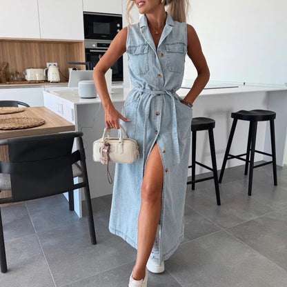 RIMA™ | Robe sculptée en denim : élégance fluide pour journée et soirée