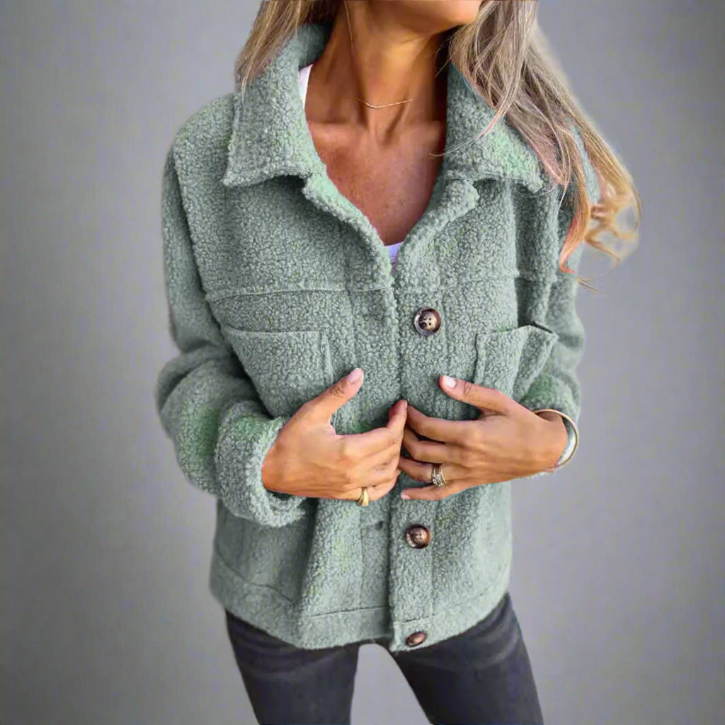 Adèle | Veste en Tissu Sherpa à Col à Revers pour Élégance et Chaleur lunnav